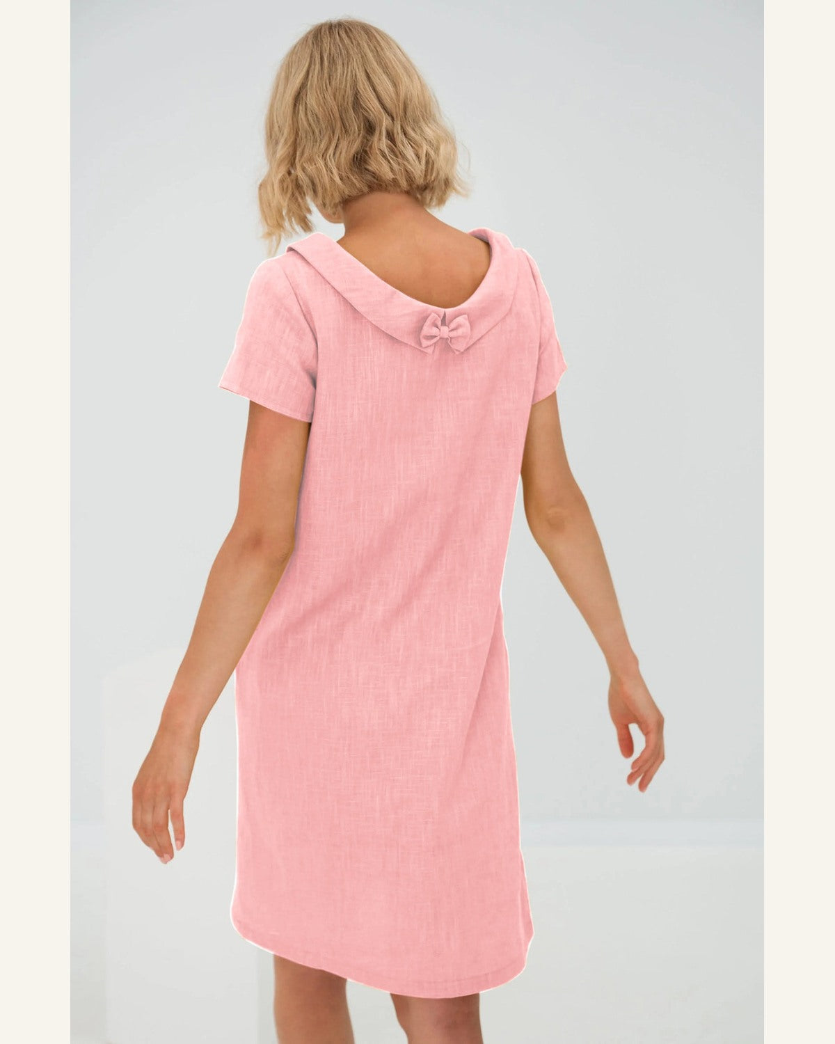 Beiges Lehrerinnenkleid mit Rückenschleife - Produktbild 3