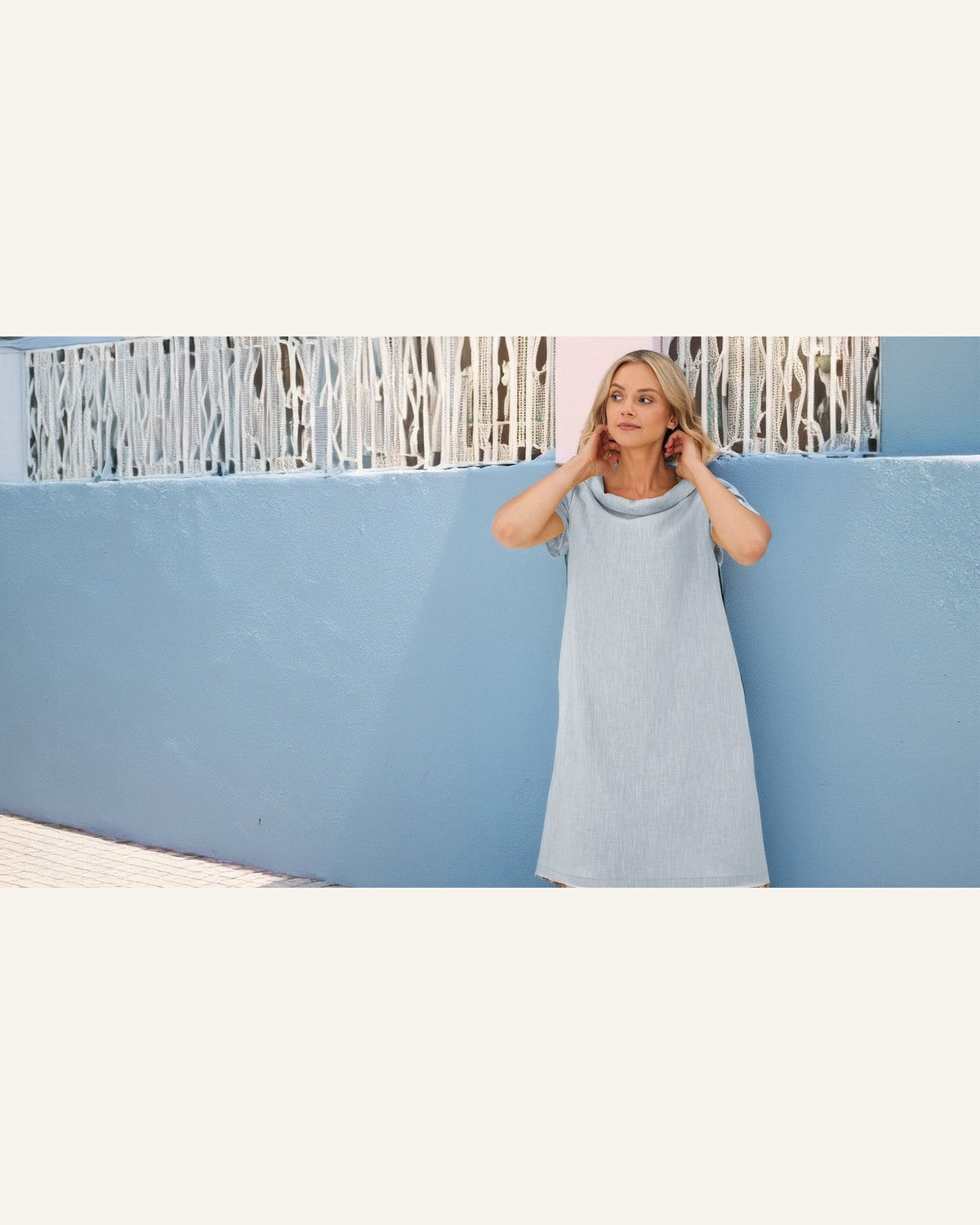Beiges Leinenkleid für den Alltag - Produktbild 3