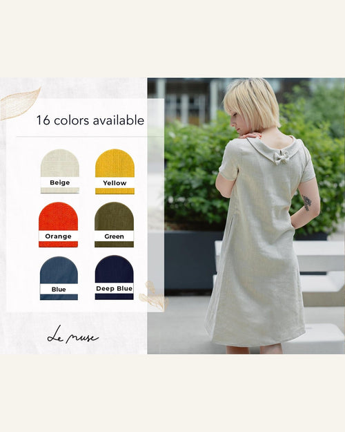 Beiges Midi-Kleid mit Schleife - Produktbild 2