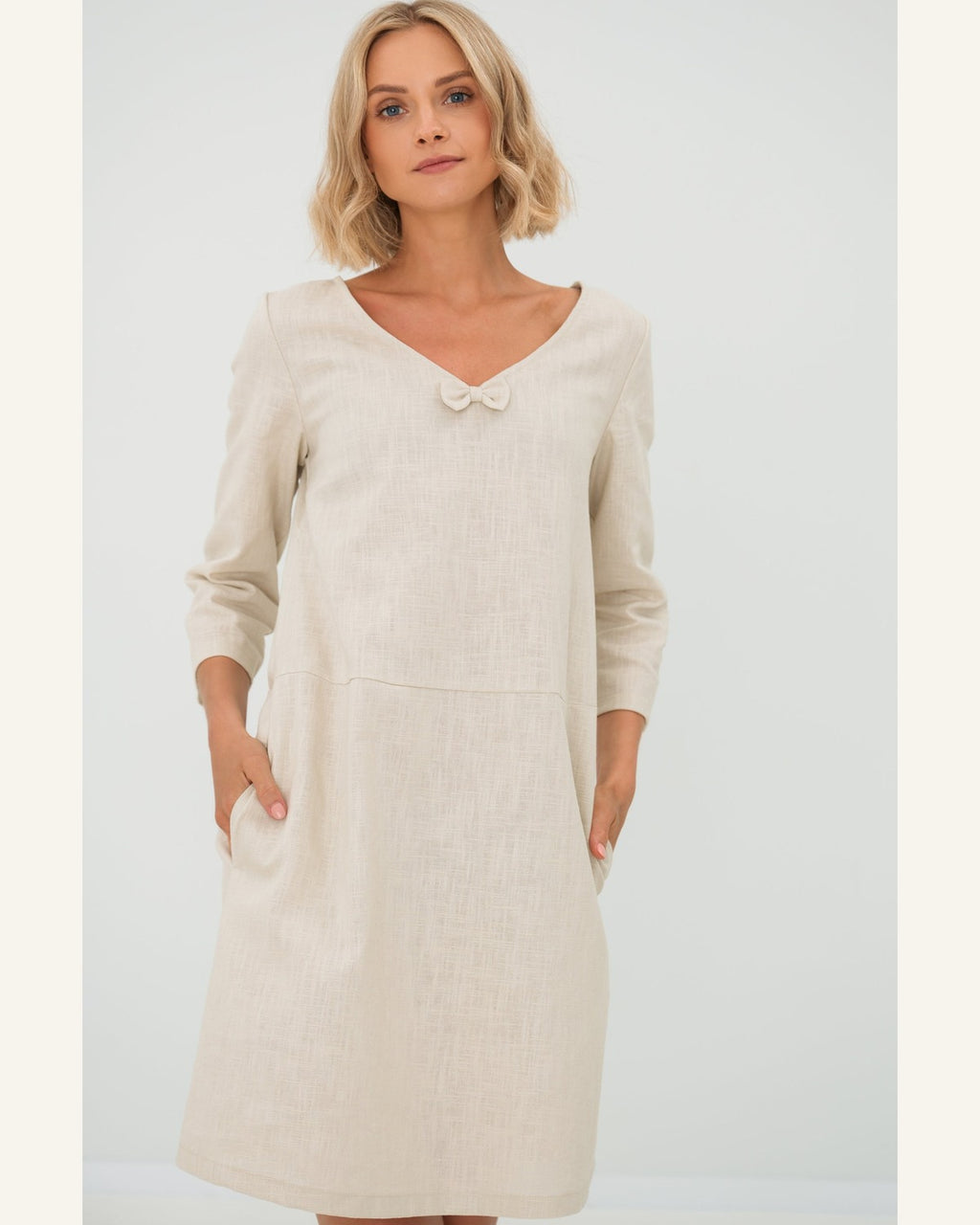 Dreiviertelarm-Kleid mit Taschen - Produktbild 3