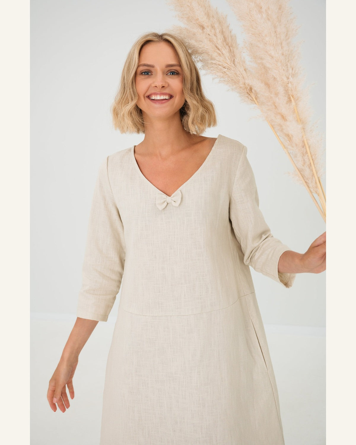 Dreiviertelarm-Kleid mit Taschen - Produktbild 6