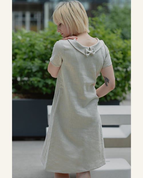 Graues Bürokleid mit Schleifendetail - Produktbild 2