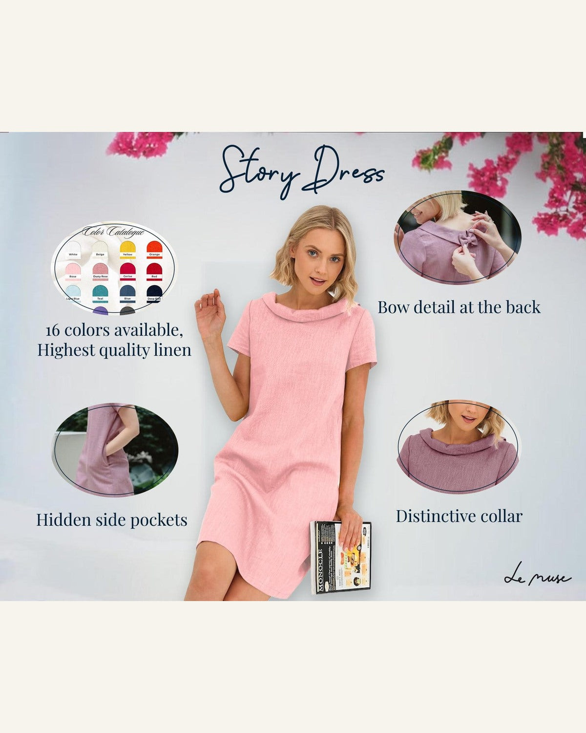 Grünes Midi-Leinenkleid Story - Produktbild 6