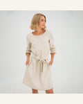 Leinenkleid mit langen Ärmeln und Gürtel - Produktbild 1