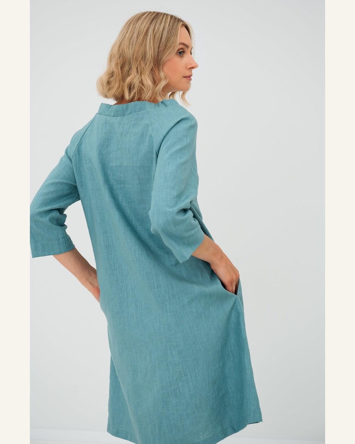 Türkisfarbenes Taschenkleid - Produktbild 2