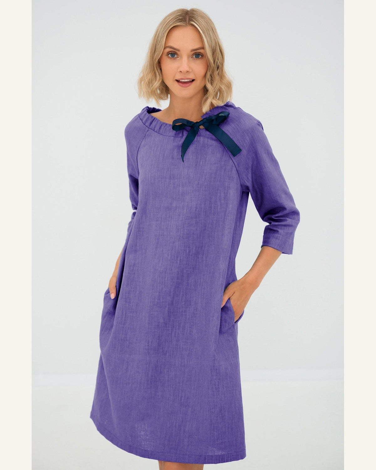 Türkisfarbenes Taschenkleid - Produktbild 6
